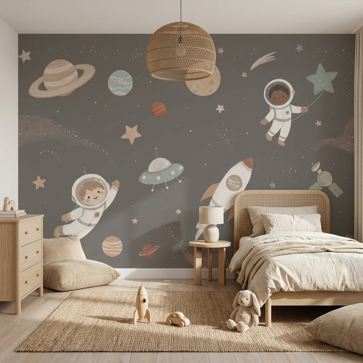Space Wallpaper Astronauts Removable Planets Wall Decor