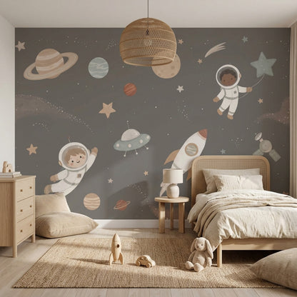 Space Wallpaper Astronauts Removable Planets Wall Decor