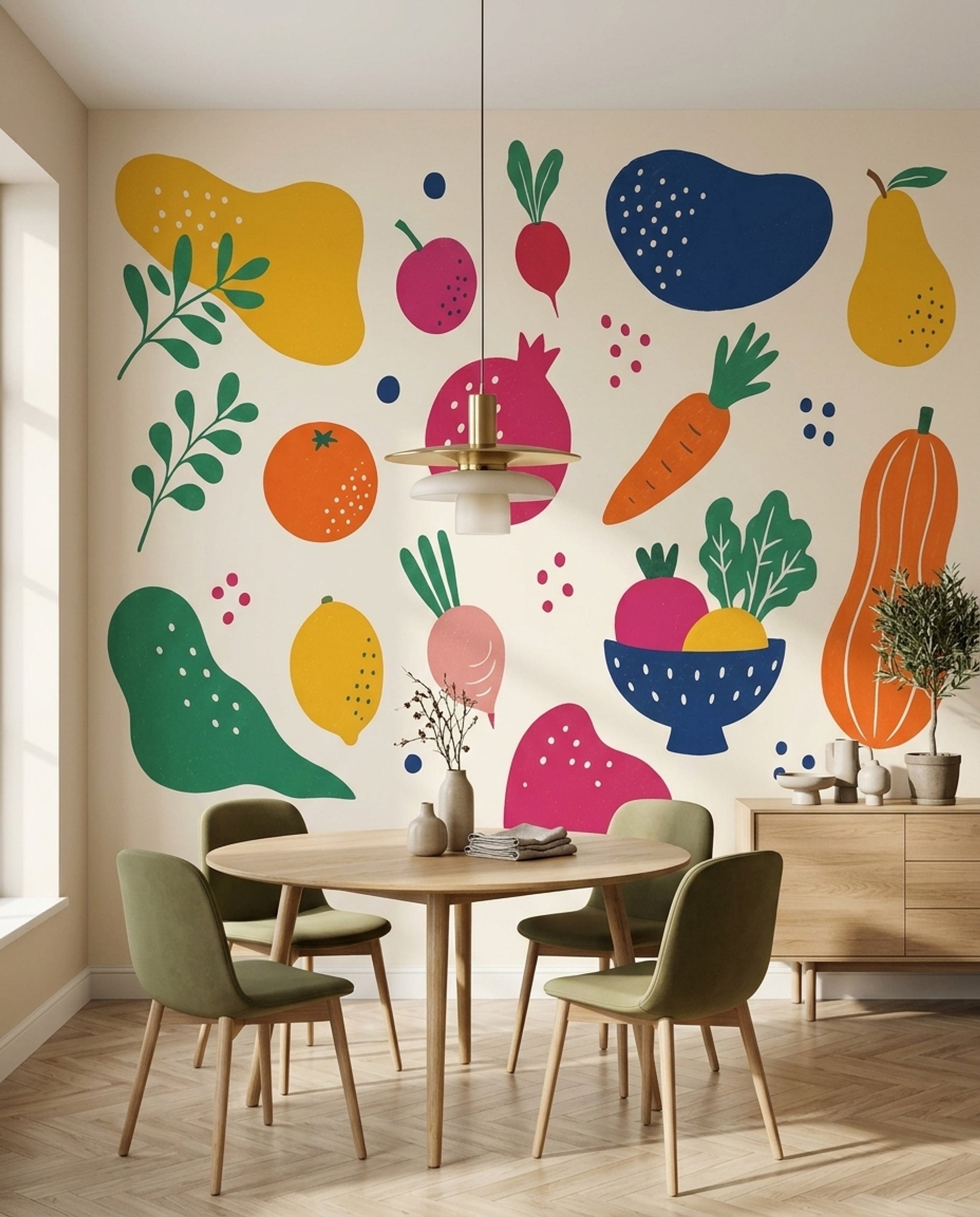 Fruit Wallpaper Vegetables Botanical Removable Wall Decor