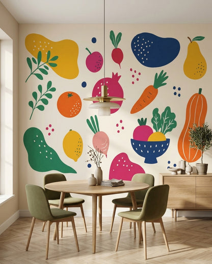 Fruit Wallpaper Vegetables Botanical Removable Wall Decor