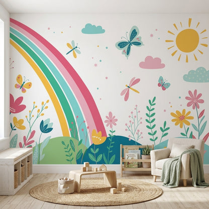 Rainbow Wallpaper Floral Garden Removable Wall Decor