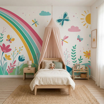 Rainbow Wallpaper Floral Garden Removable Wall Decor
