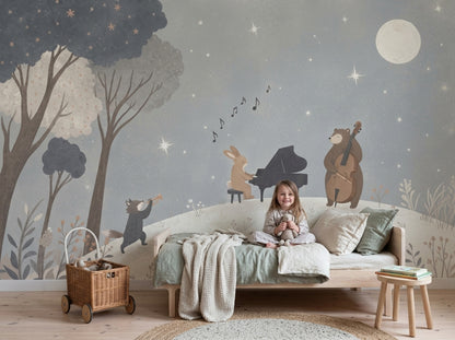Woodland Wallpaper Moonlit Removable Animals Wall Decor