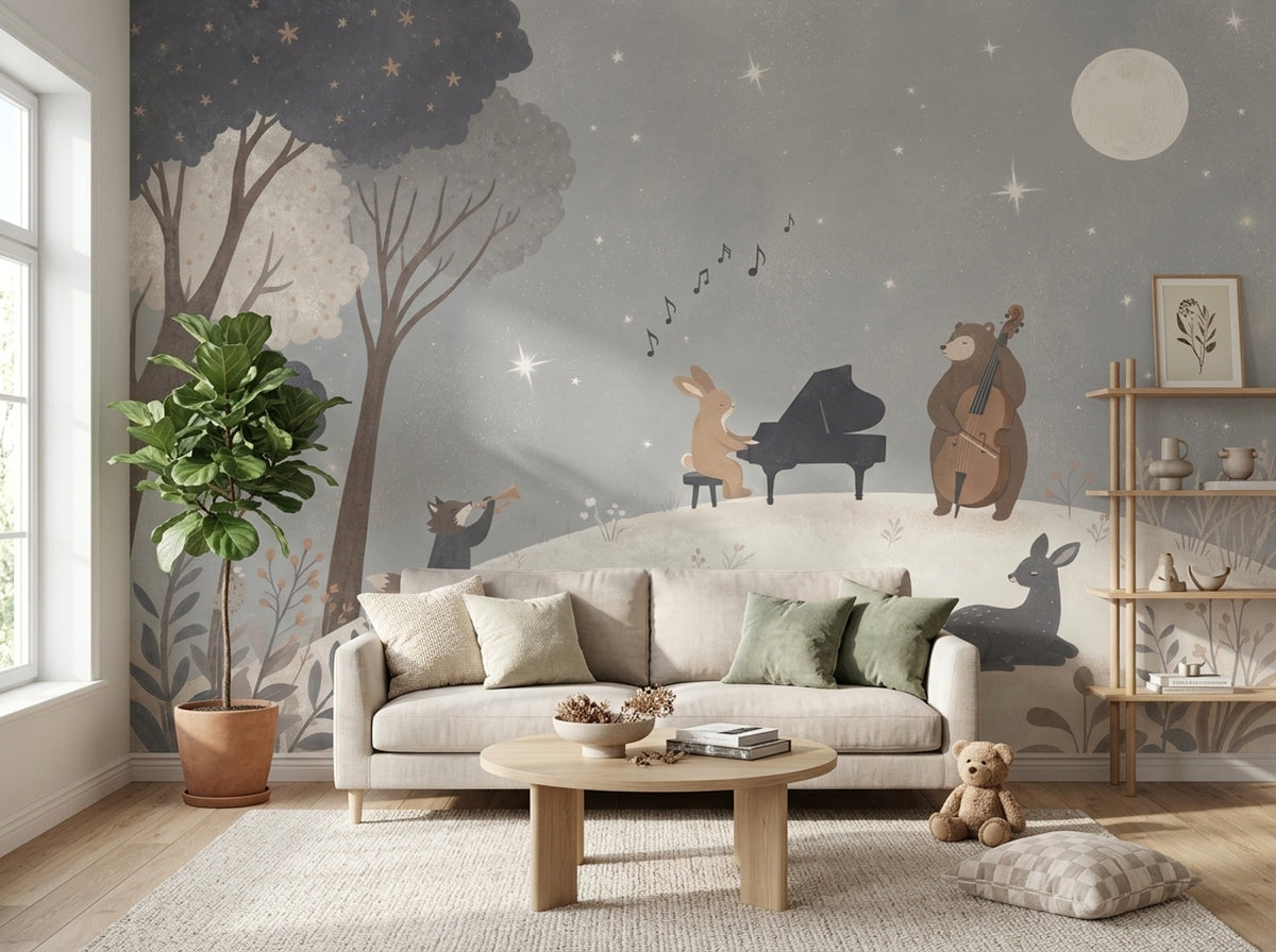 Woodland Wallpaper Moonlit Removable Animals Wall Decor
