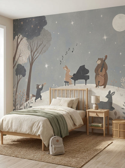 Woodland Wallpaper Moonlit Removable Animals Wall Decor