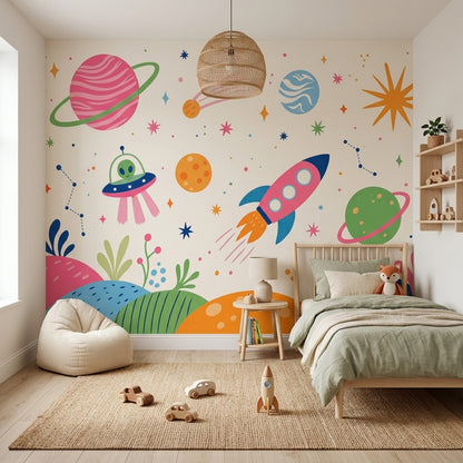 Kids Wallpaper Space Planets Wall Mural