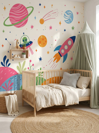 Kids Wallpaper Space Planets Wall Mural
