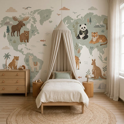 World Map Wallpaper Global Map Kids Map Wall Mural
