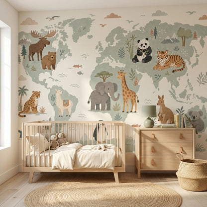World Map Wallpaper Global Map Kids Map Wall Mural