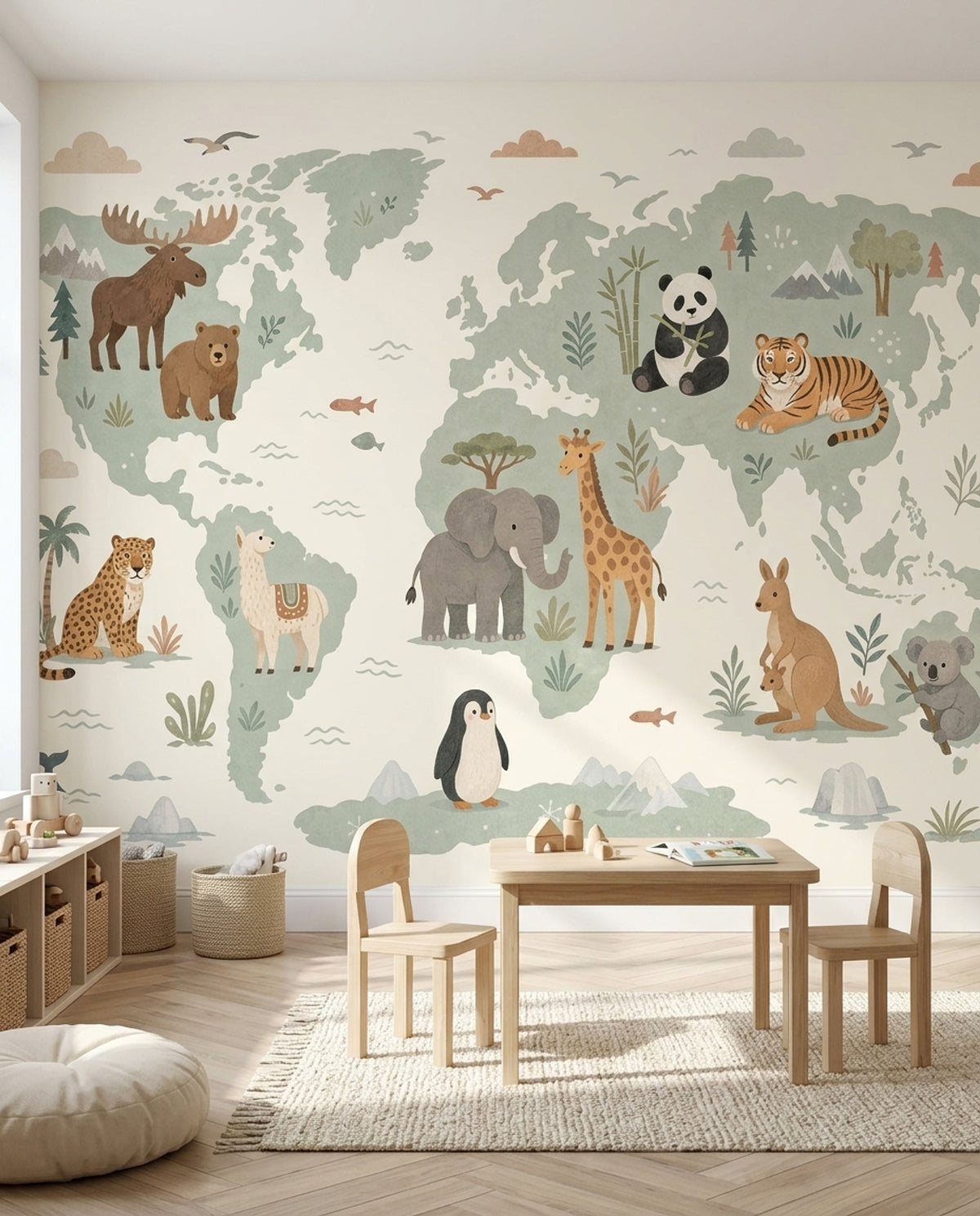 World Map Wallpaper Global Map Kids Map Wall Mural