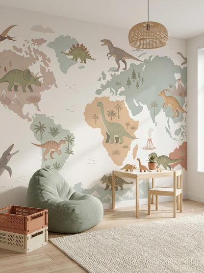 Dinosaur Map Wallpaper World Map Map World Wall Mural