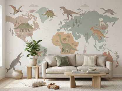 Dinosaur Map Wallpaper World Map Map World Wall Mural