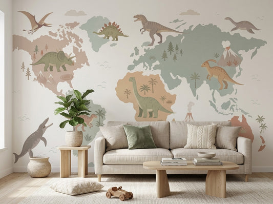 Dinosaur Map Wallpaper World Map Map World Wall Mural