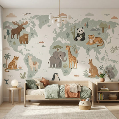 World Map Wallpaper Global Map Kids Map Wall Mural