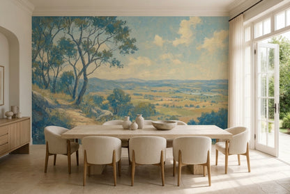 Scenic Landscape Wallpaper Valley View Winding Path Removable Wall Decor