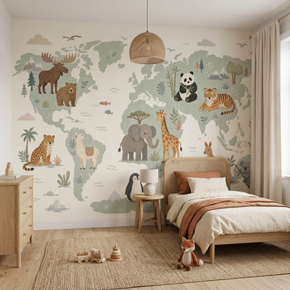 World Map Wallpaper Global Map Kids Map Wall Mural