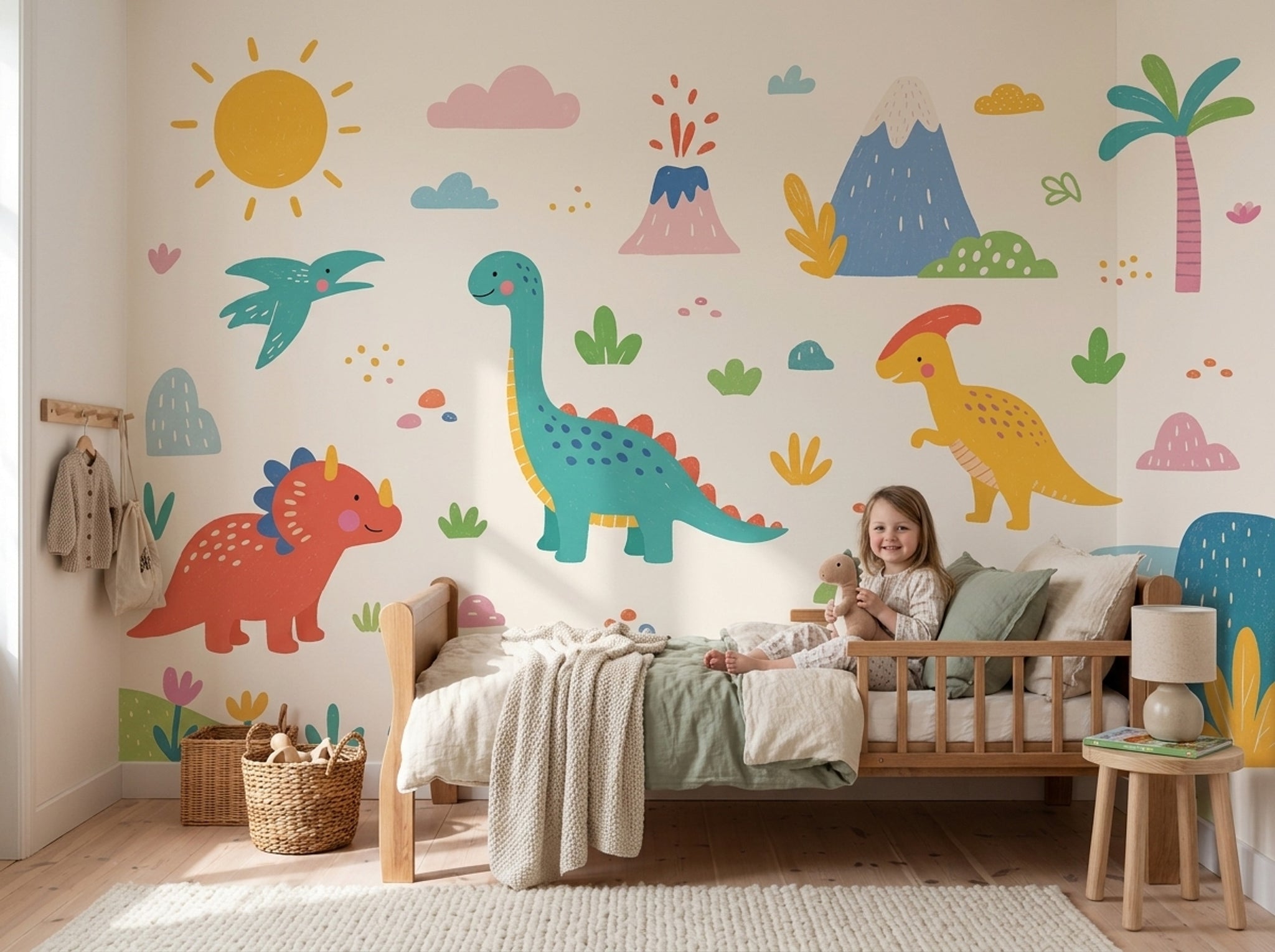 Kids Wallpaper Dinosaurs Tropical Removable Wall Decor