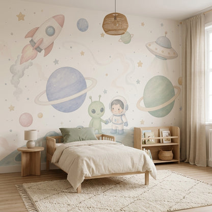 Watercolor Texture Wallpaper Holding Hands Kids Wall Mural