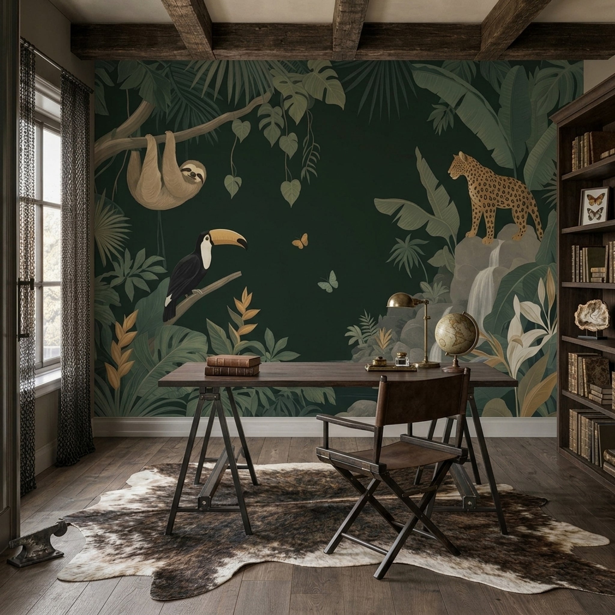 Dark Tropical Jungle Wallpaper Rainforest Sloth Wall Mural