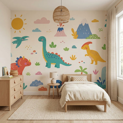 Kids Wallpaper Dinosaurs Tropical Removable Wall Decor