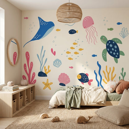 Underwater Wallpaper Ocean Removable Sea Animals Wall Decor