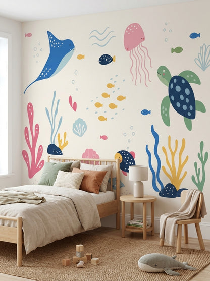 Underwater Wallpaper Ocean Removable Sea Animals Wall Decor