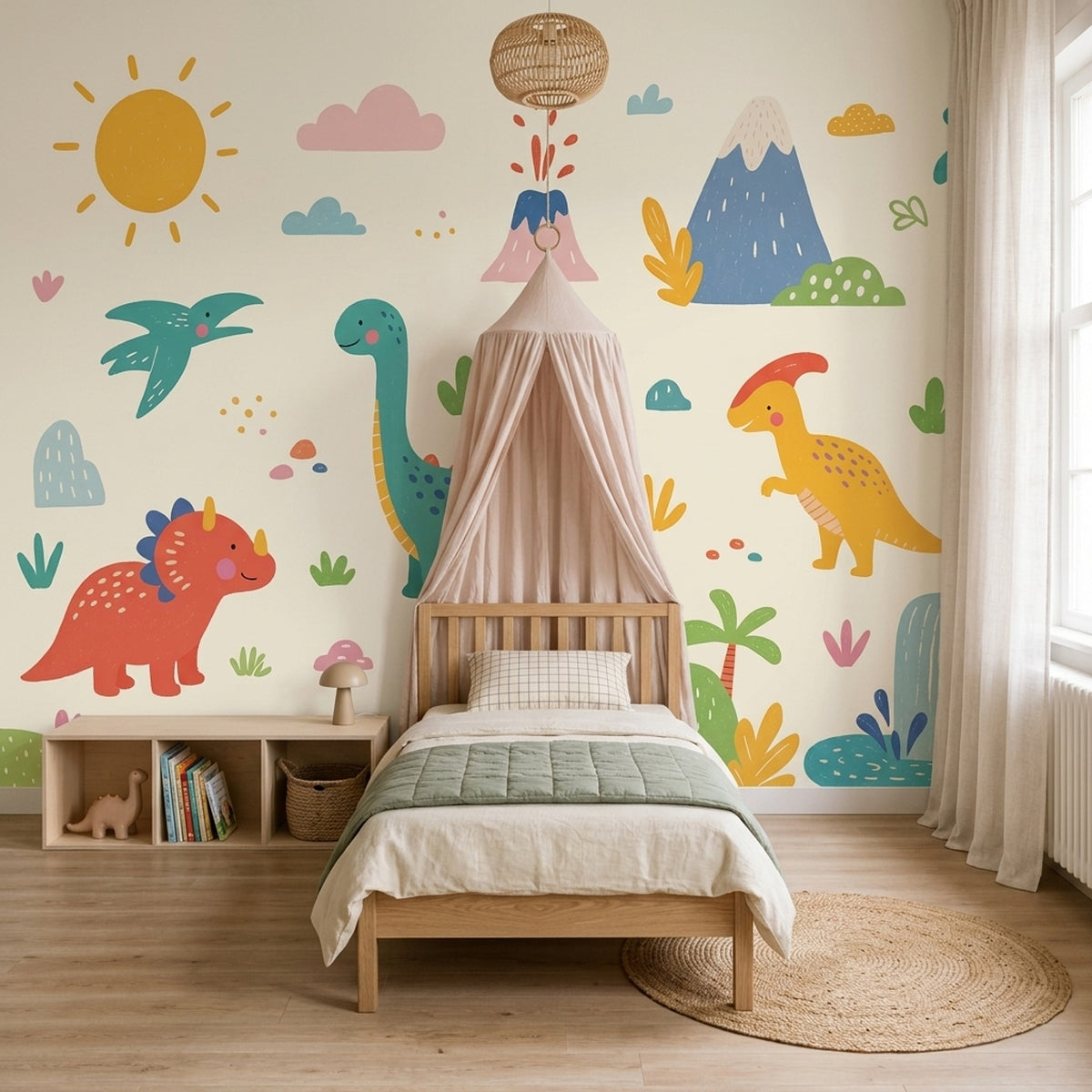 Kids Wallpaper Dinosaurs Tropical Removable Wall Decor