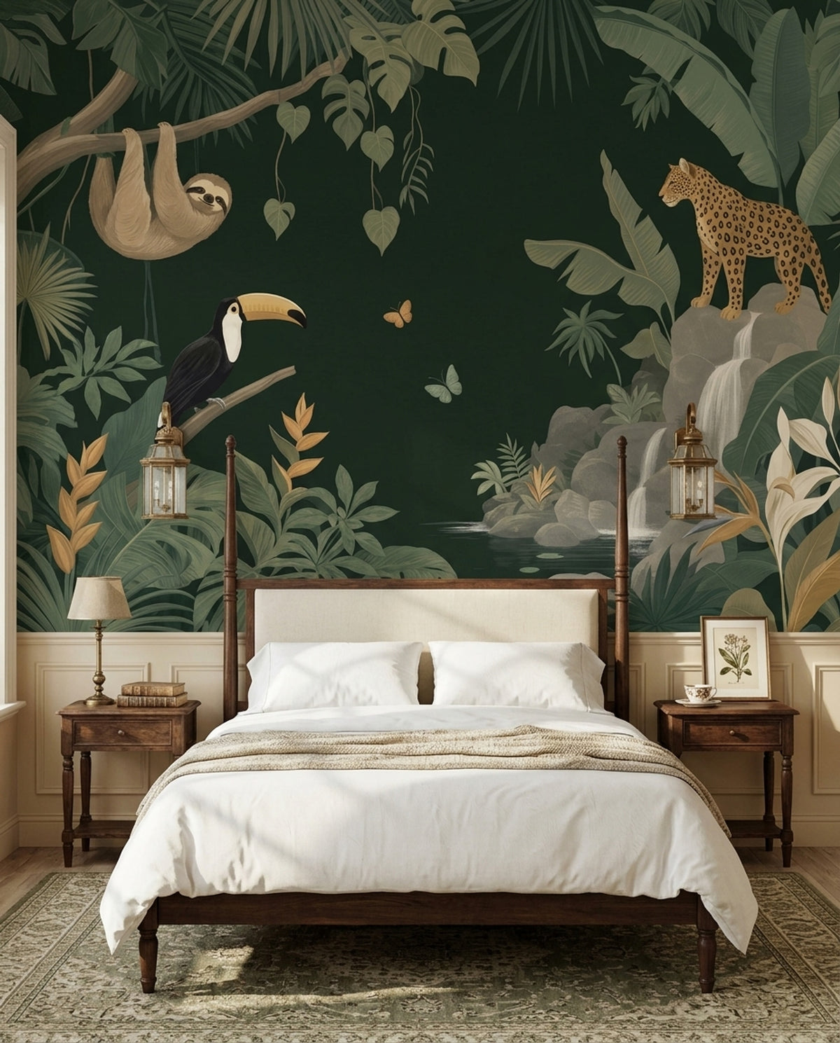 Dark Tropical Jungle Wallpaper Rainforest Sloth Wall Mural