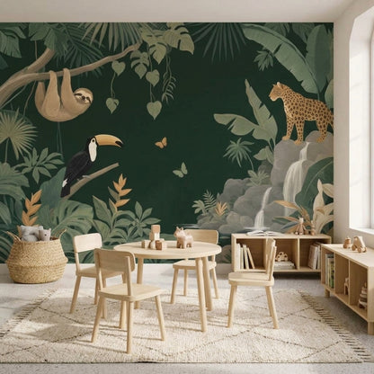 Dark Tropical Jungle Wallpaper Rainforest Sloth Wall Mural