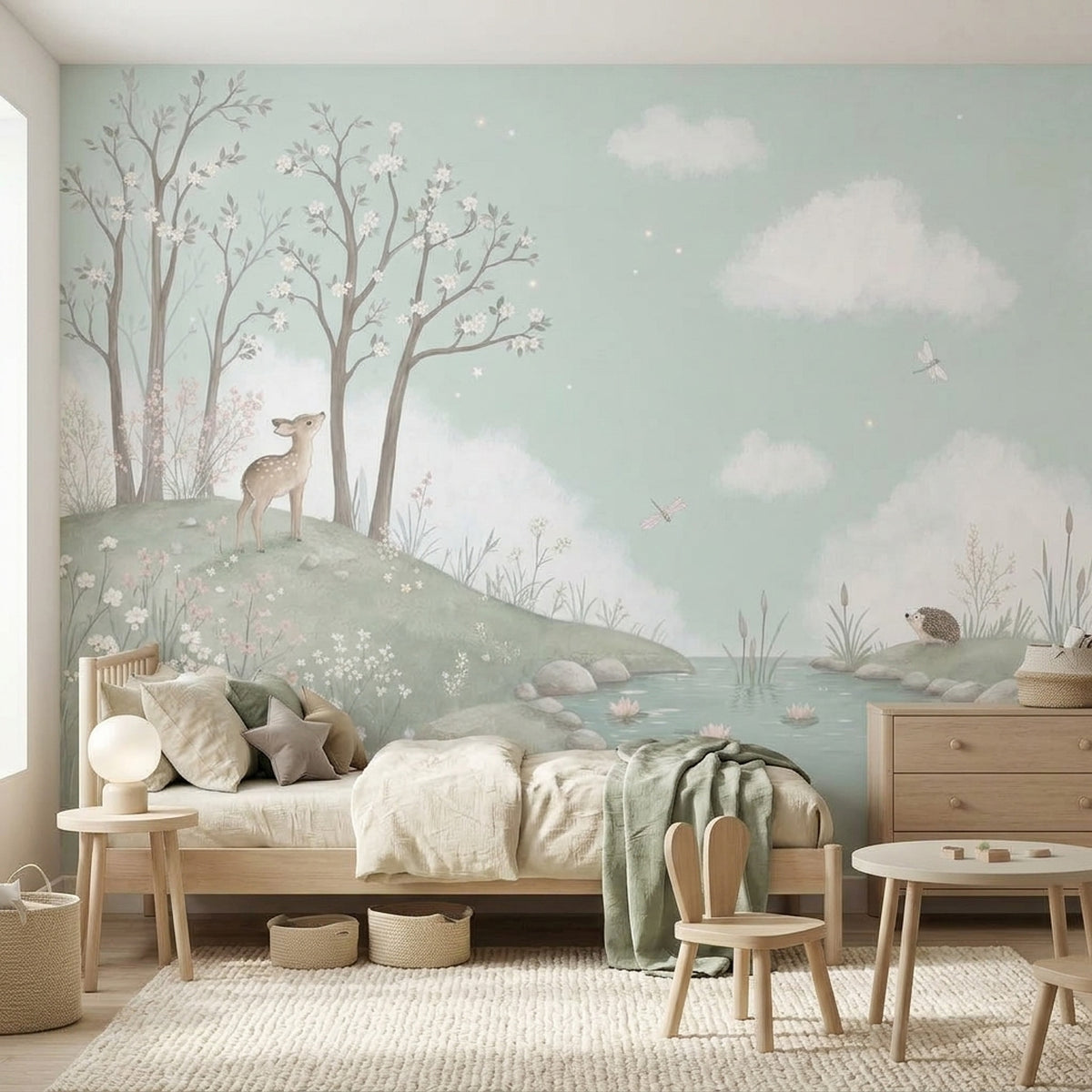 Woodland Wallpaper Deer Pond Wall Mural