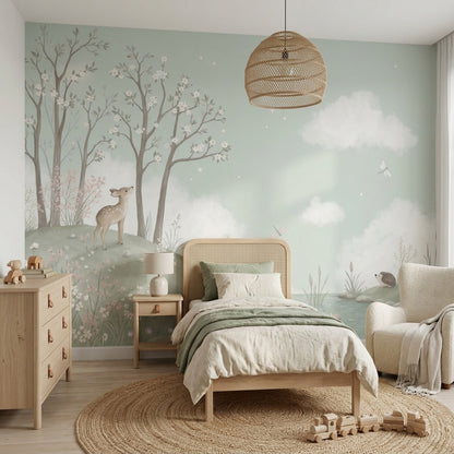 Woodland Wallpaper Deer Pond Wall Mural