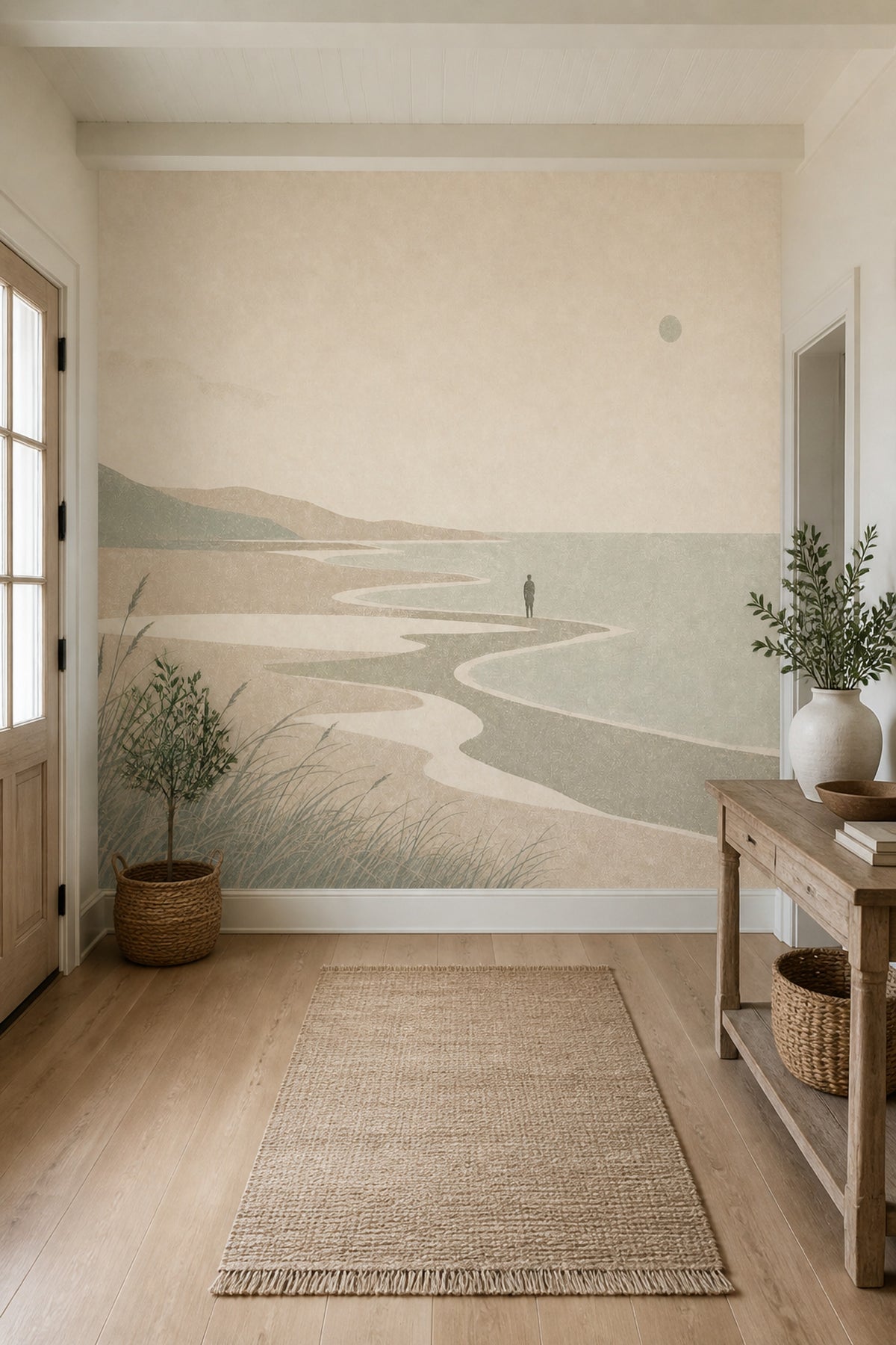 Coastal Landscape Wallpaper Beach Removable Shoreline Wall Decor