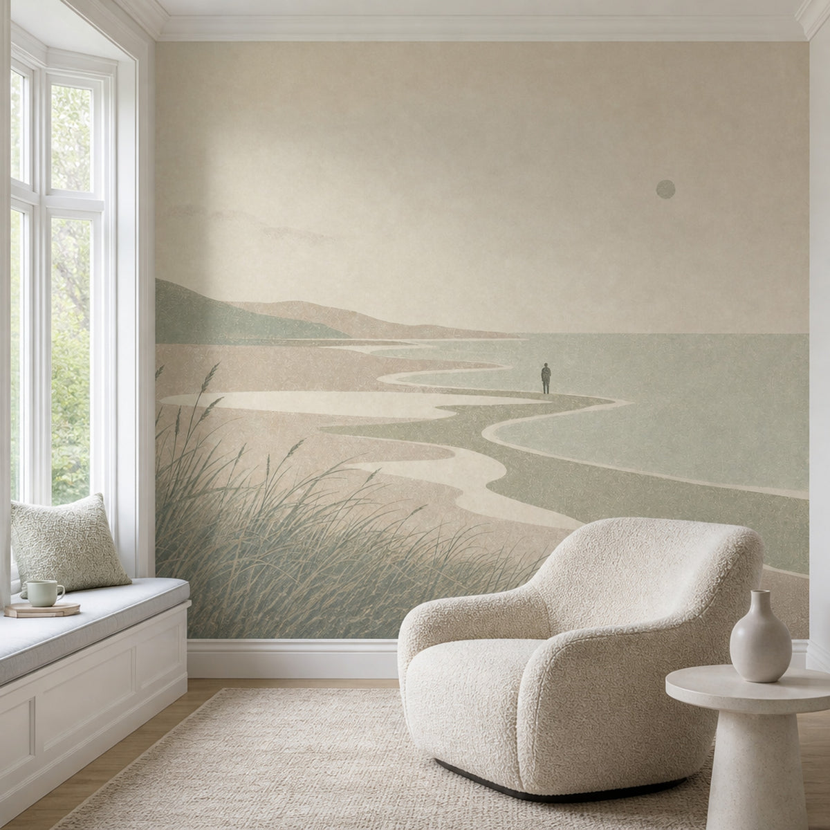 Coastal Landscape Wallpaper Beach Removable Shoreline Wall Decor