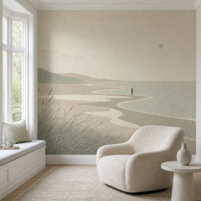 Coastal Landscape Wallpaper Beach Removable Shoreline Wall Decor