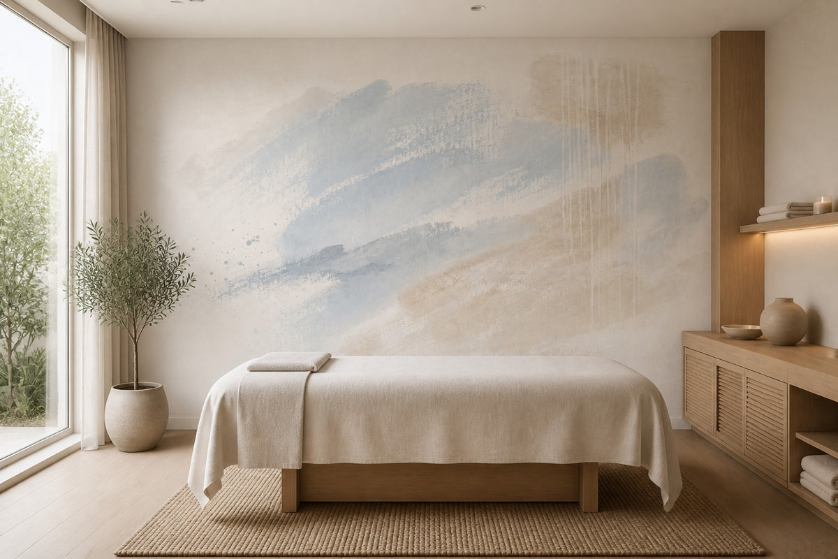 Abstract Wallpaper Brush Strokes Ivory Background Removable Wall Decor