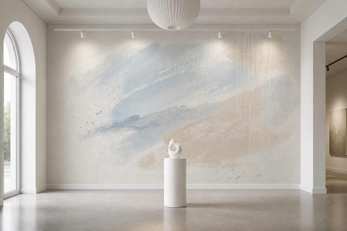 Abstract Wallpaper Brush Strokes Ivory Background Removable Wall Decor