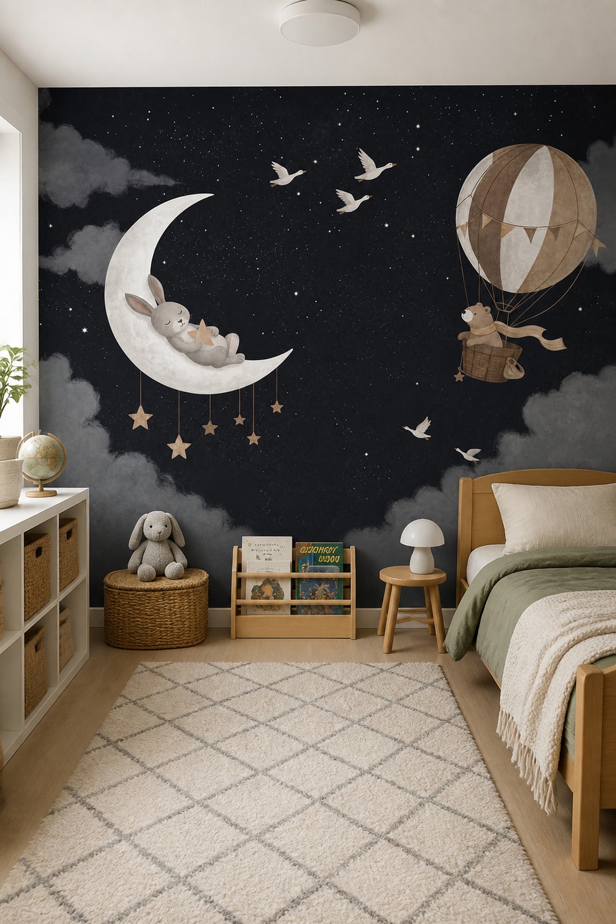 Hot Air Balloon Wallpaper Night Sky Removable Nursery Wall Decor