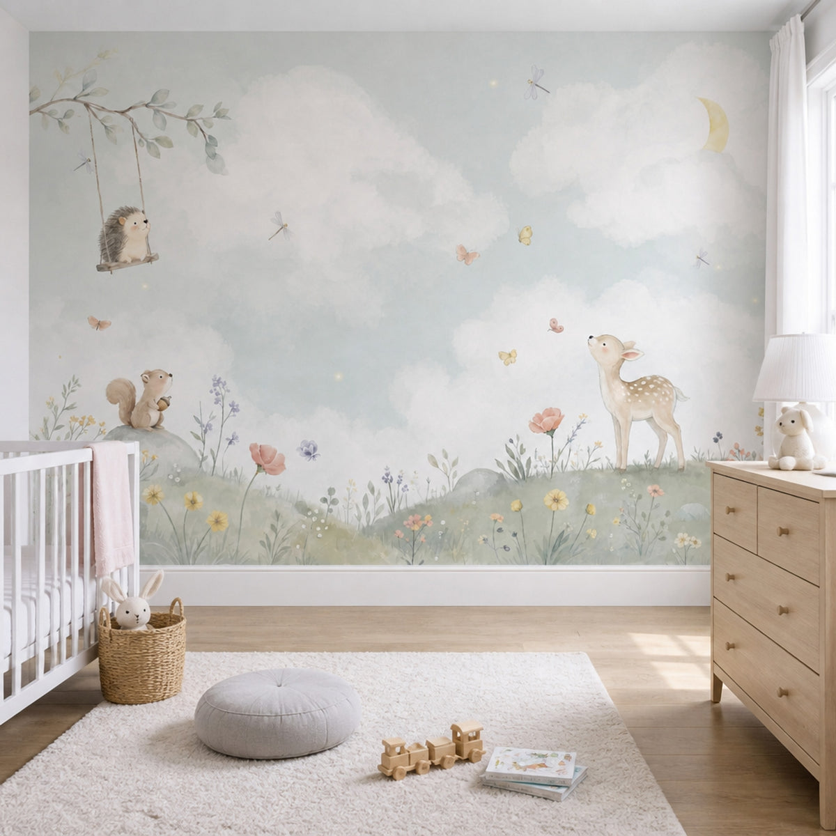 Woodland Animals Wallpaper Watercolor Nursery Removable Wall Decor