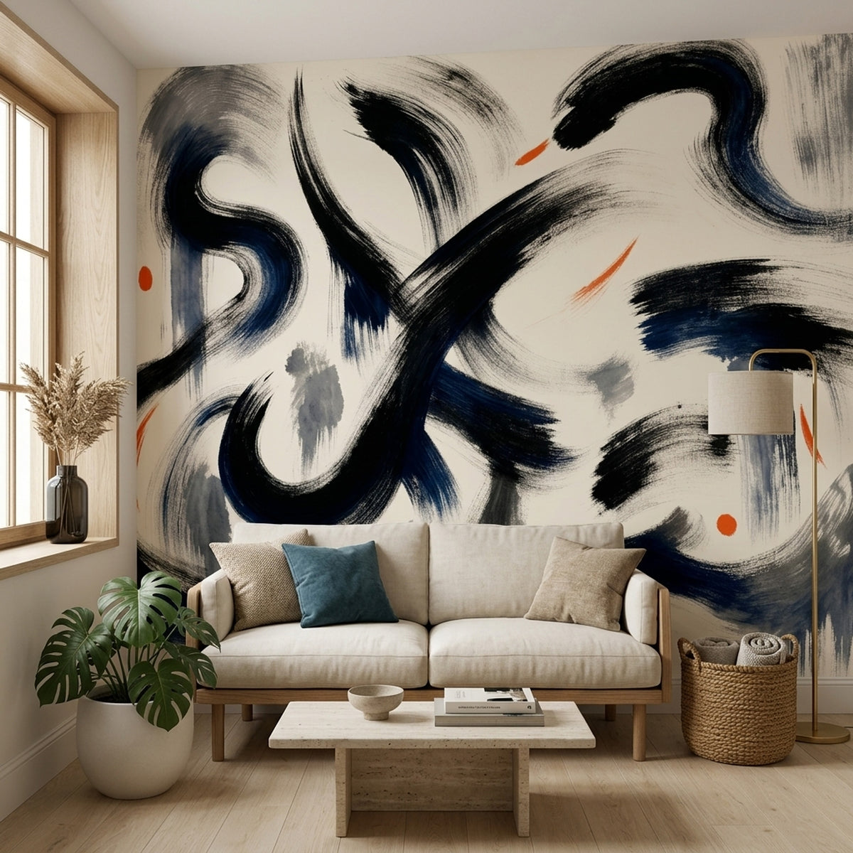 Brushstroke Wallpaper Gestural Modern Wall Mural