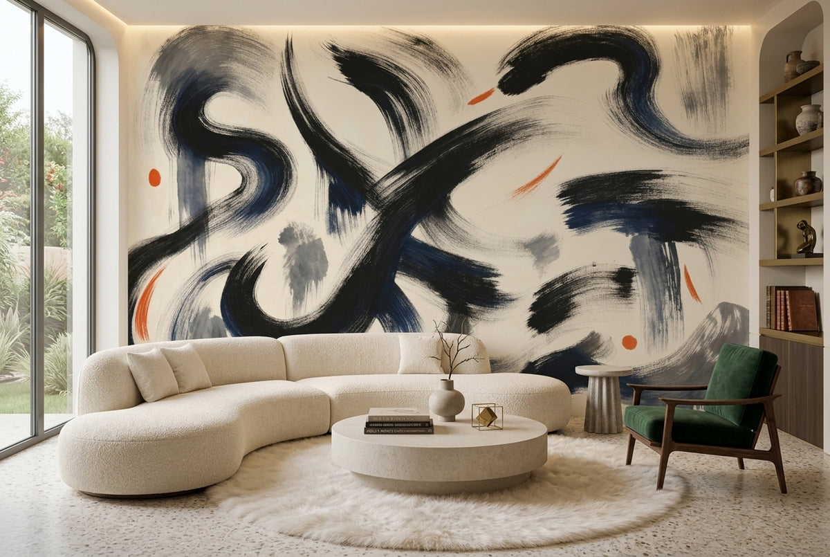 Brushstroke Wallpaper Gestural Modern Wall Mural