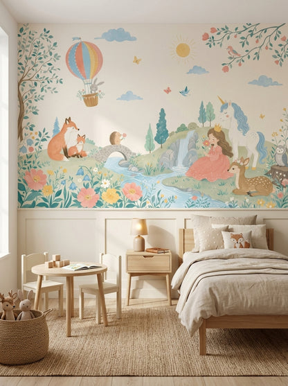 Hot Air Balloon Wallpaper Watercolor Fairy Tale Removable Wall Decor