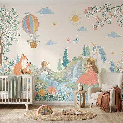 Hot Air Balloon Wallpaper Watercolor Fairy Tale Removable Wall Decor
