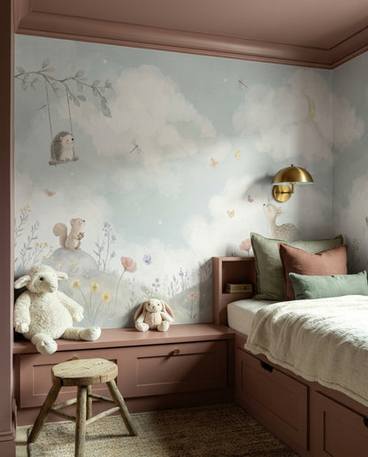 Woodland Animals Wallpaper Watercolor Nursery Removable Wall Decor