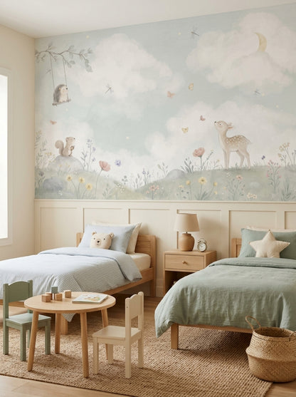 Woodland Animals Wallpaper Watercolor Nursery Removable Wall Decor