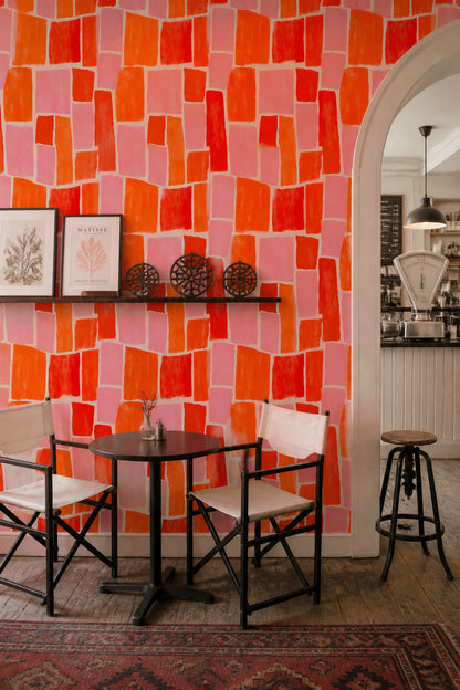 Painted Blocks Wallpaper Abstract Removable Geometric Wall Double Roll