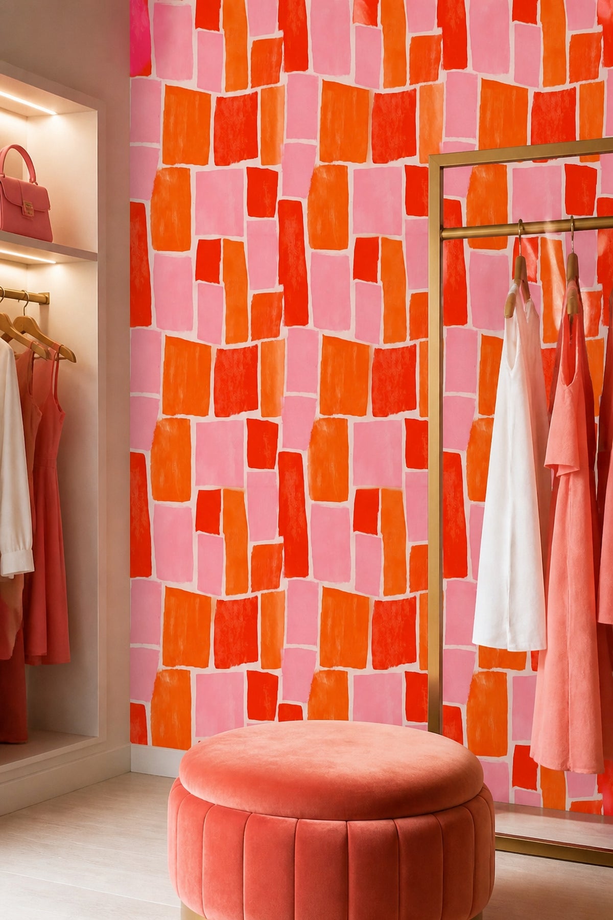 Painted Blocks Wallpaper Abstract Removable Geometric Wall Double Roll