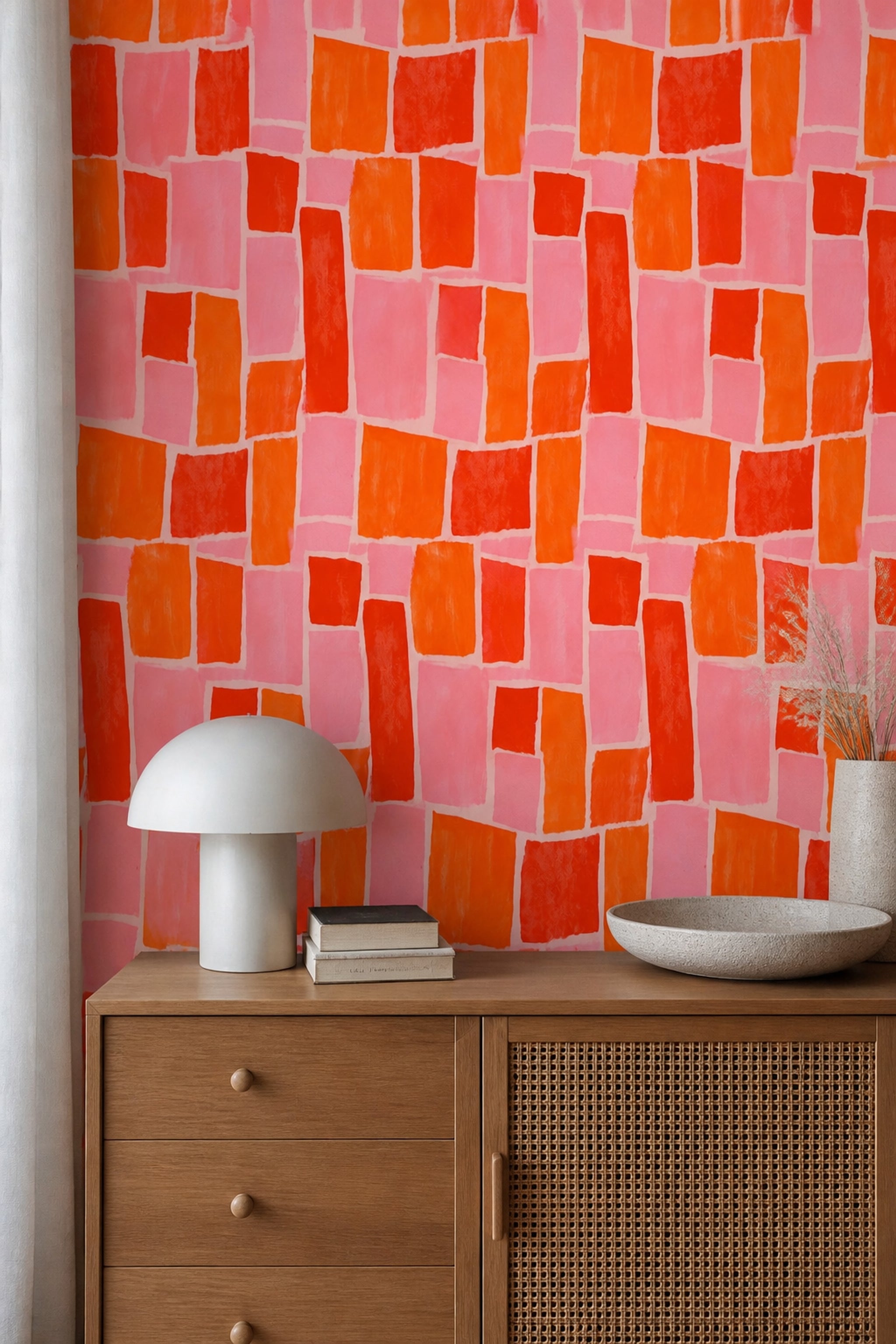 Painted Blocks Wallpaper Abstract Removable Geometric Wall Double Roll