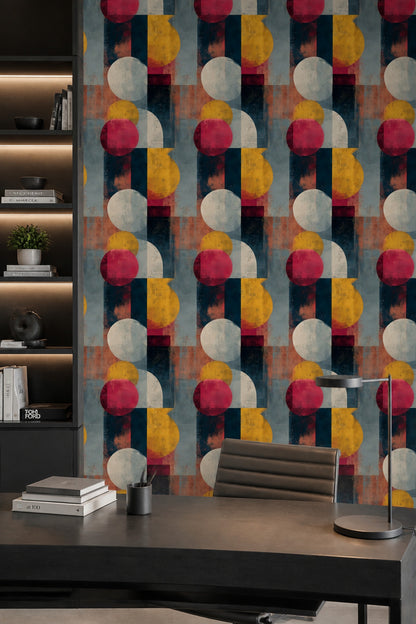 Mid Century Modern Wallpaper Retro Geometric Removable Wall Decor