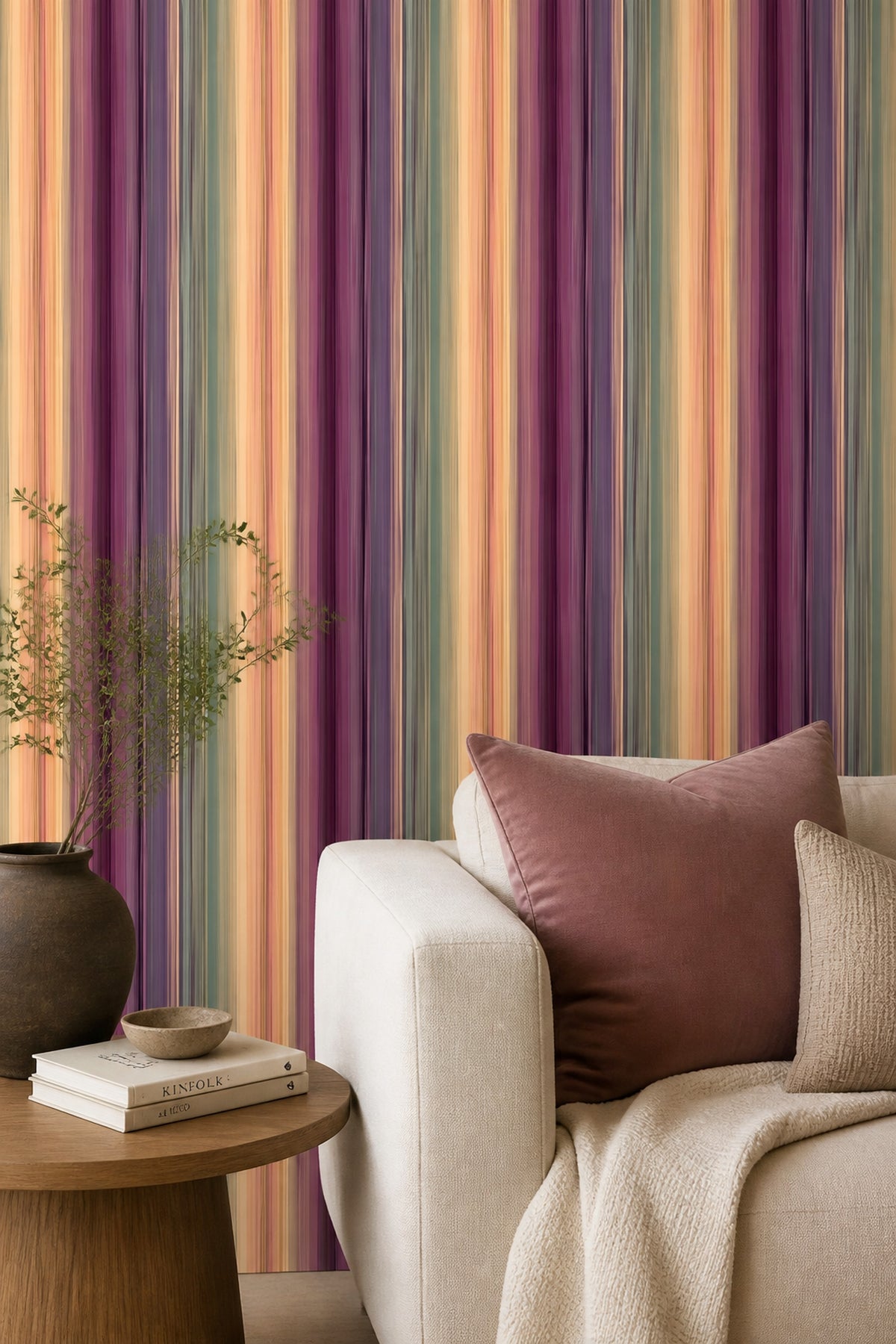 Vertical Stripes Wallpaper Abstract Removable Modern Wall Double Roll