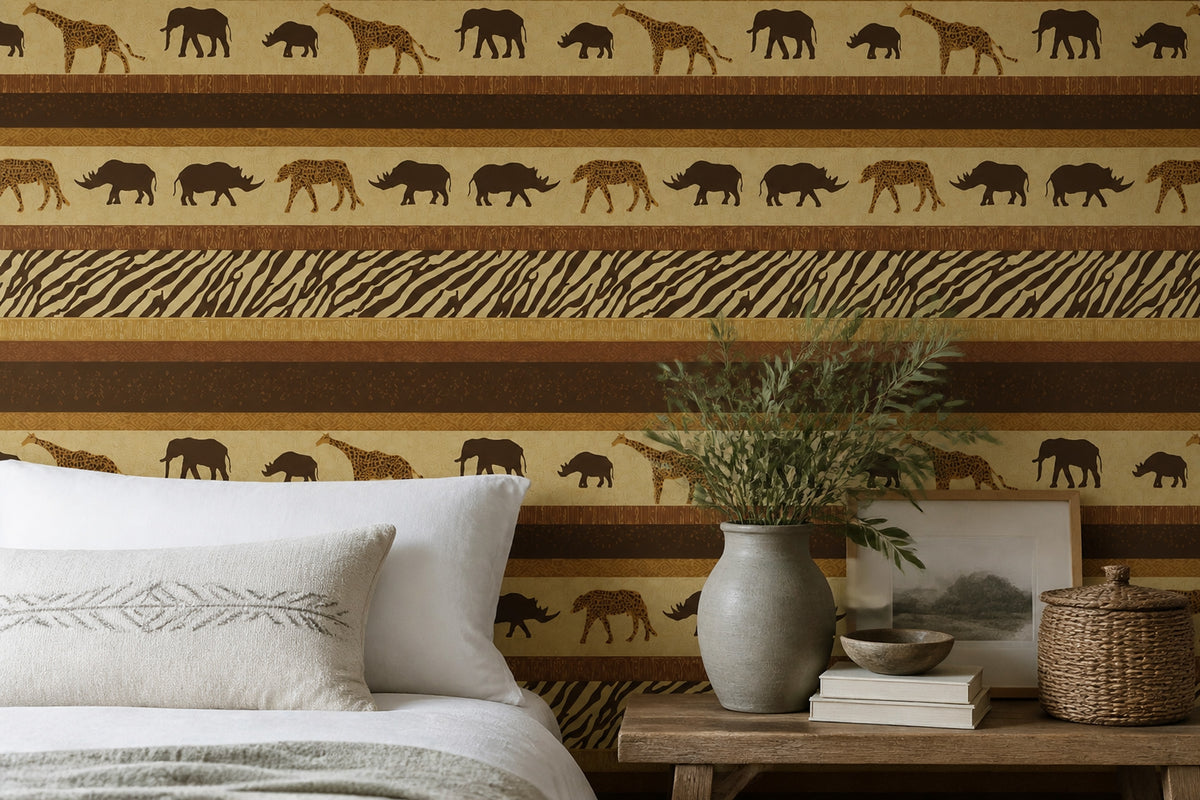 African Safari Wallpaper Wild Animals Zebra Stripe Removable Wall Decor